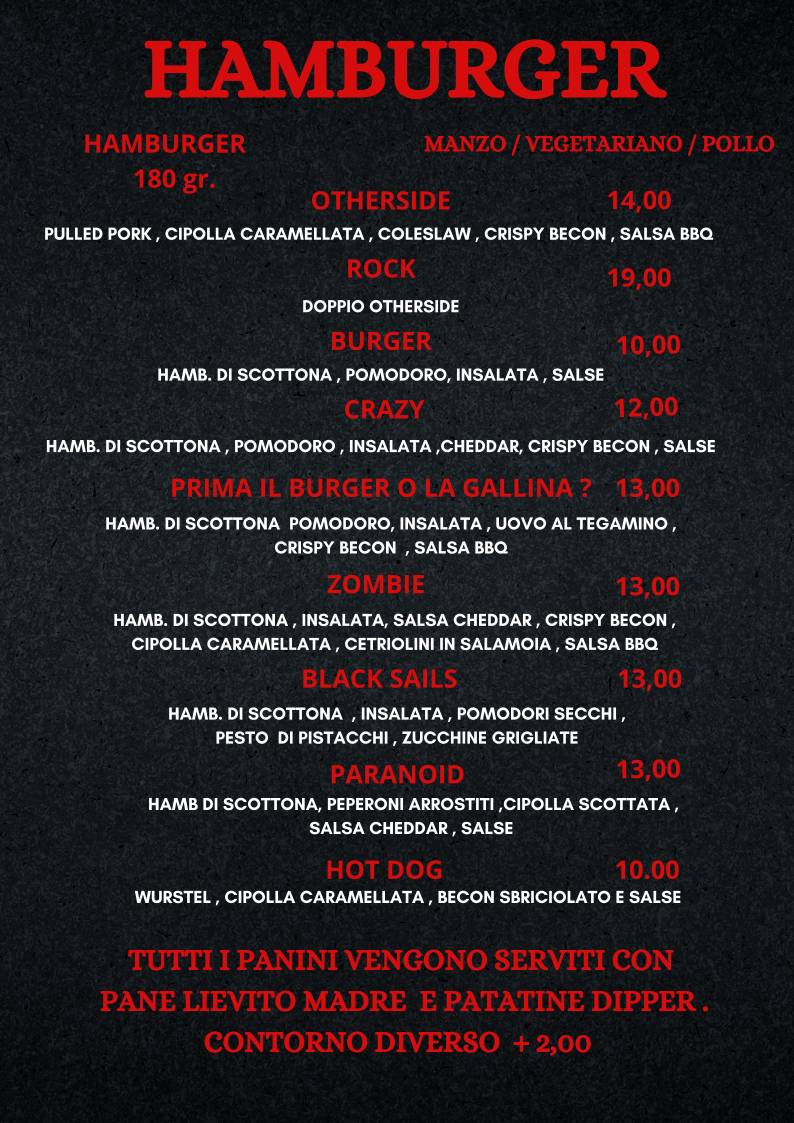 Menu di OTHERSIDE Rock Pub 