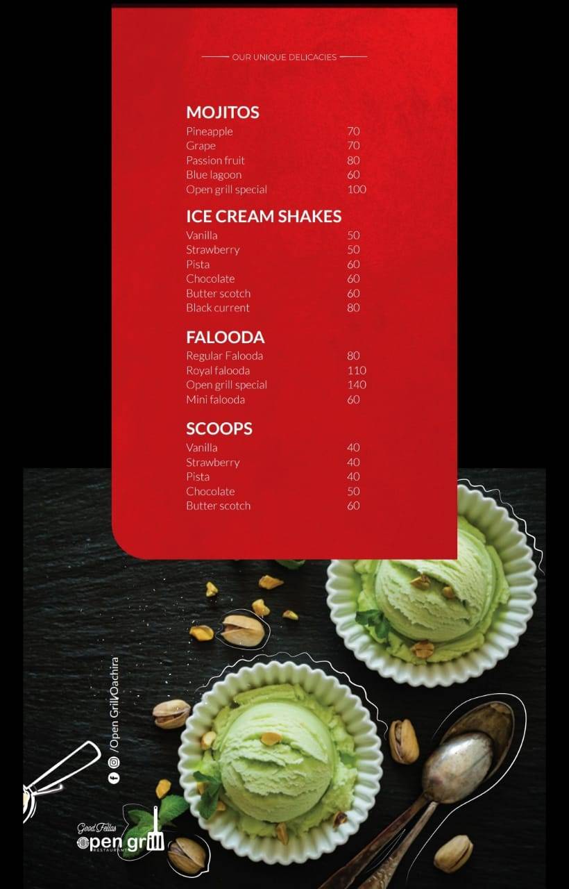 Open grill menu