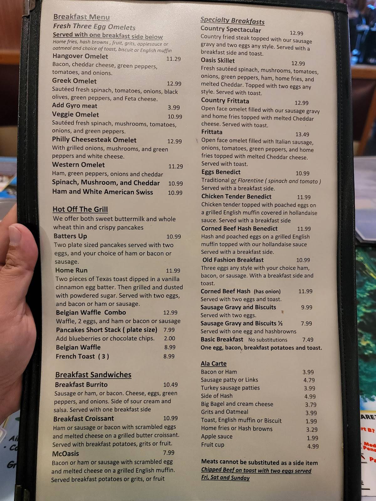Menu at Oasis Restaurant, Fort Myers, Dr Martin Luther King Jr Blvd