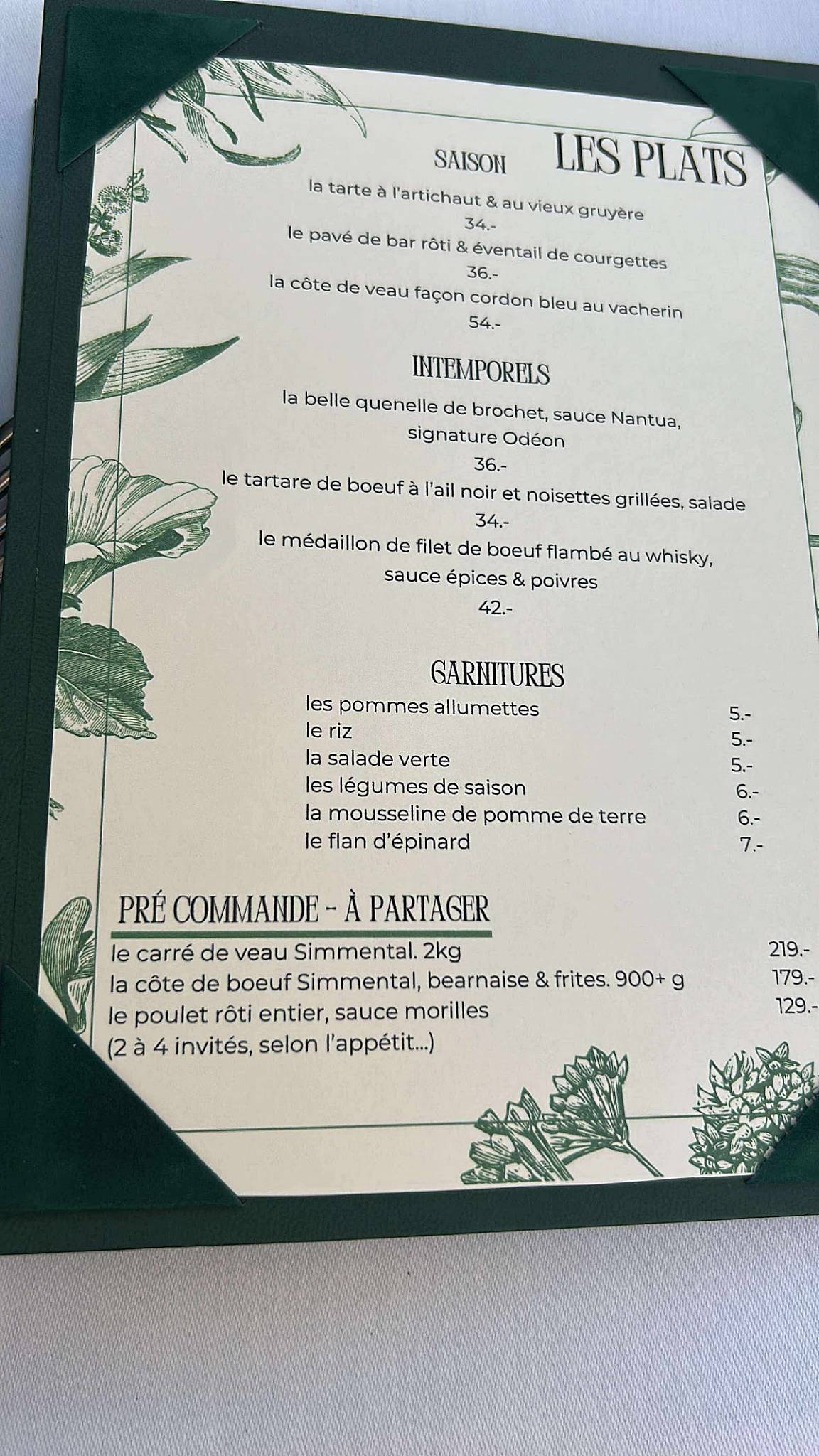 Menu di Odéon 