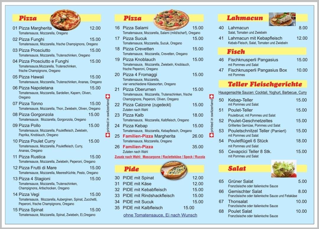 Menu di Özi Baba's Kebap 