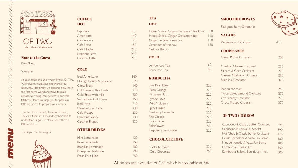 Of Two menu