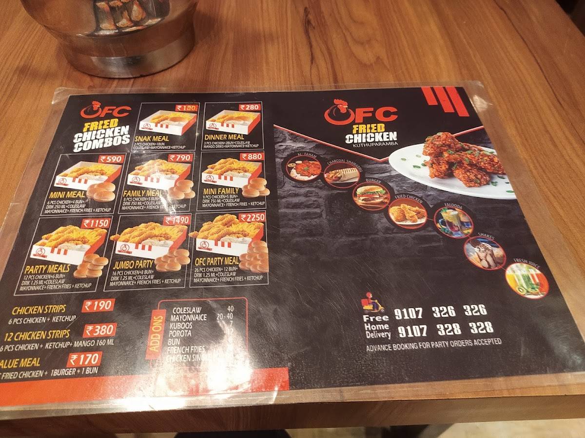 OFC Fried Chicken menu