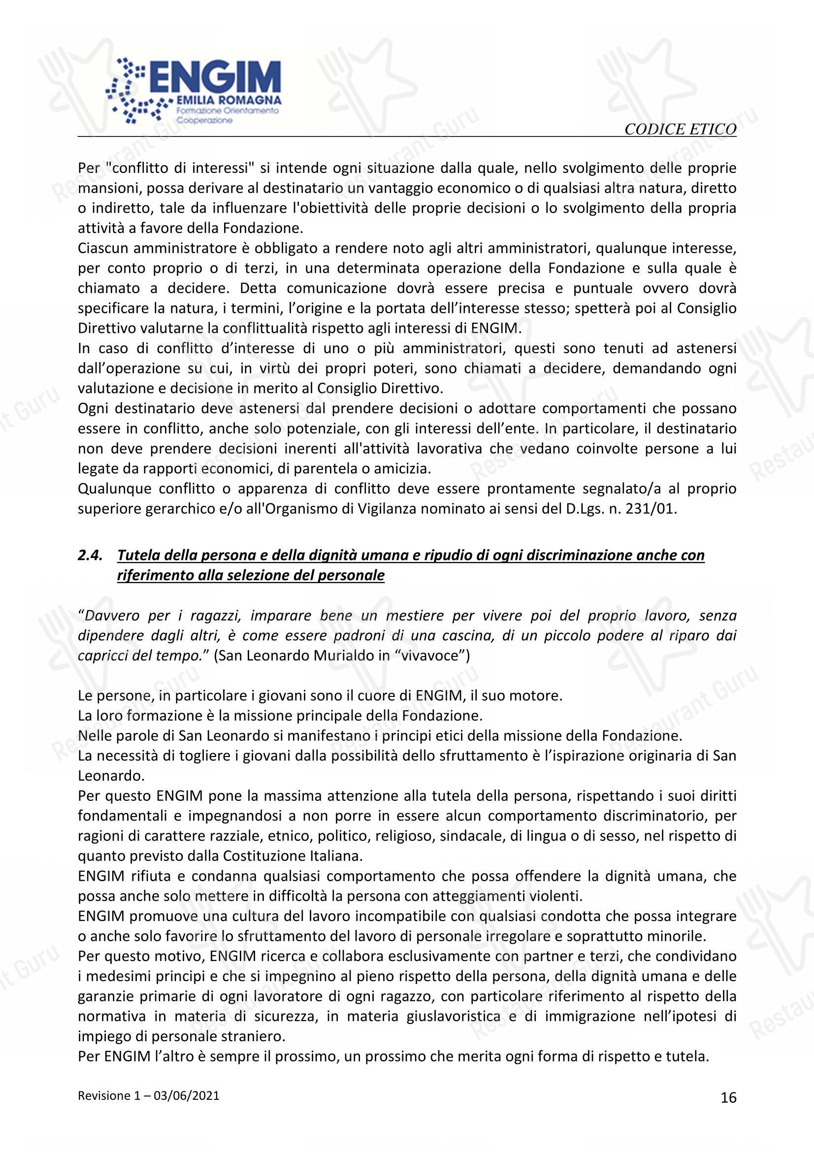 Menu di Officina Ubuntu Orto Botanico - Menu