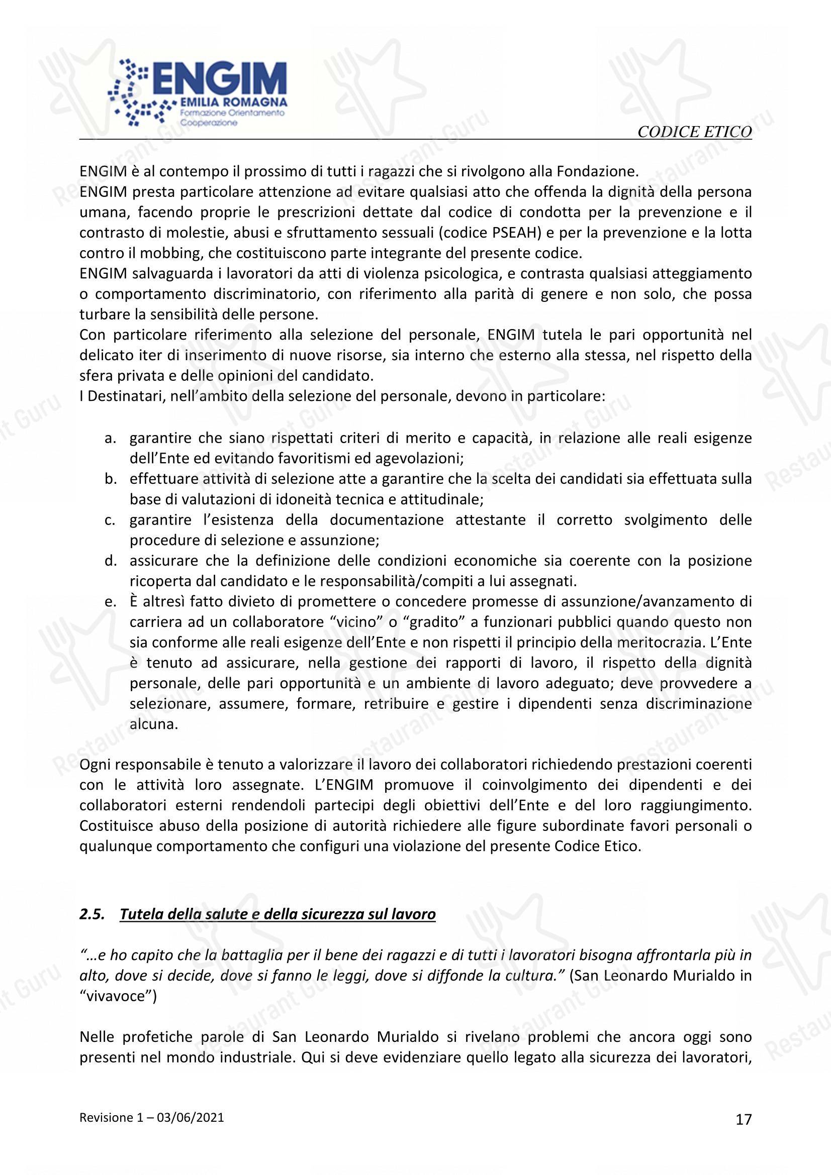 Menu per Officina Ubuntu Orto Botanico in Ravenna