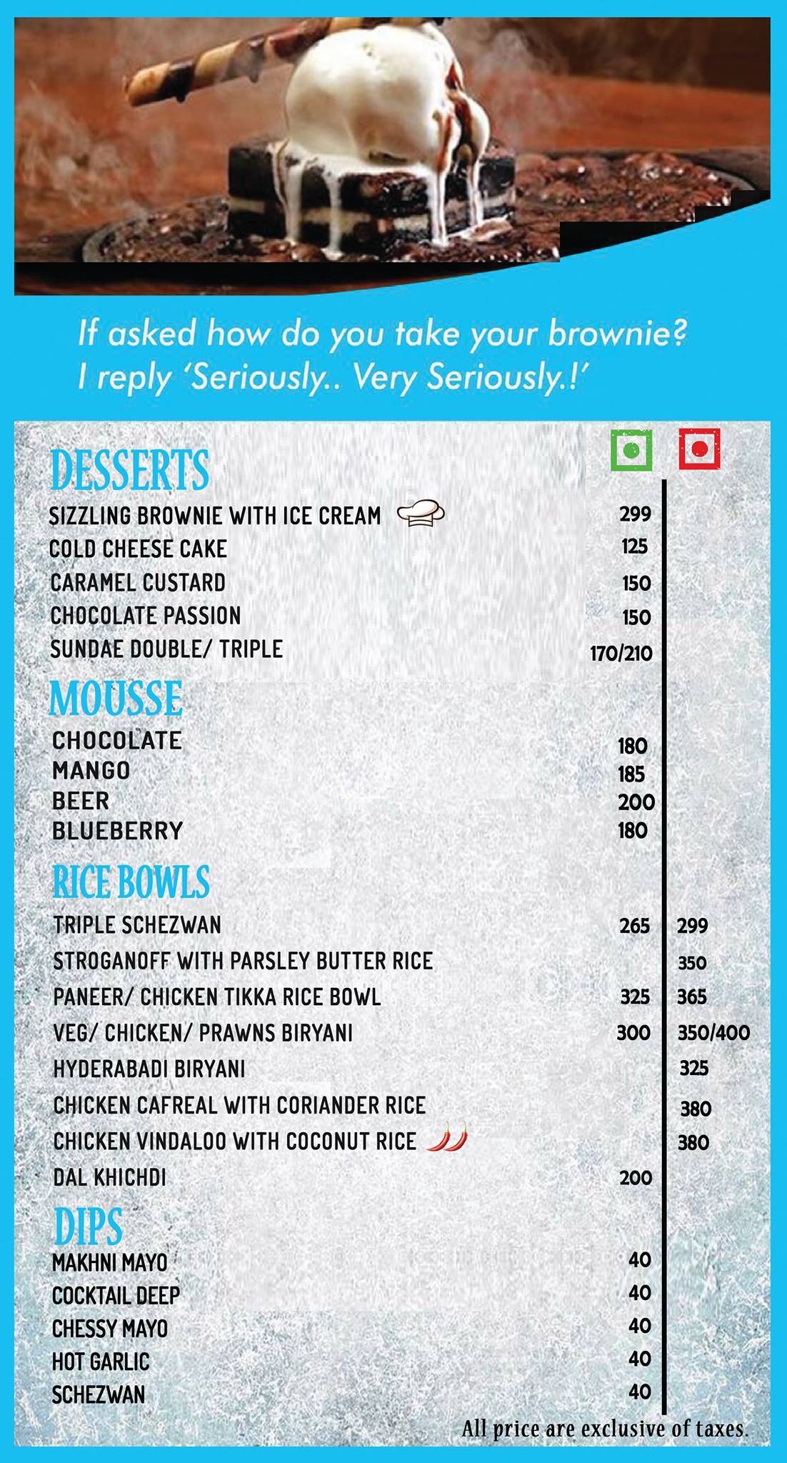 Oh Live menu