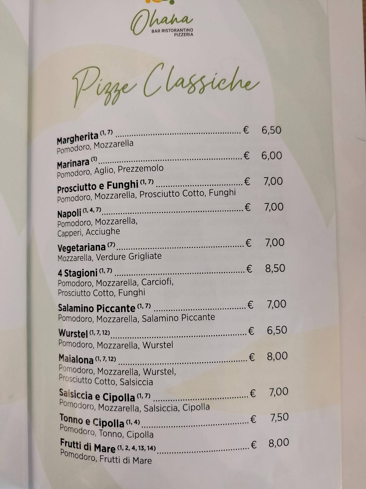 Menu di Ohana Ristorantino 