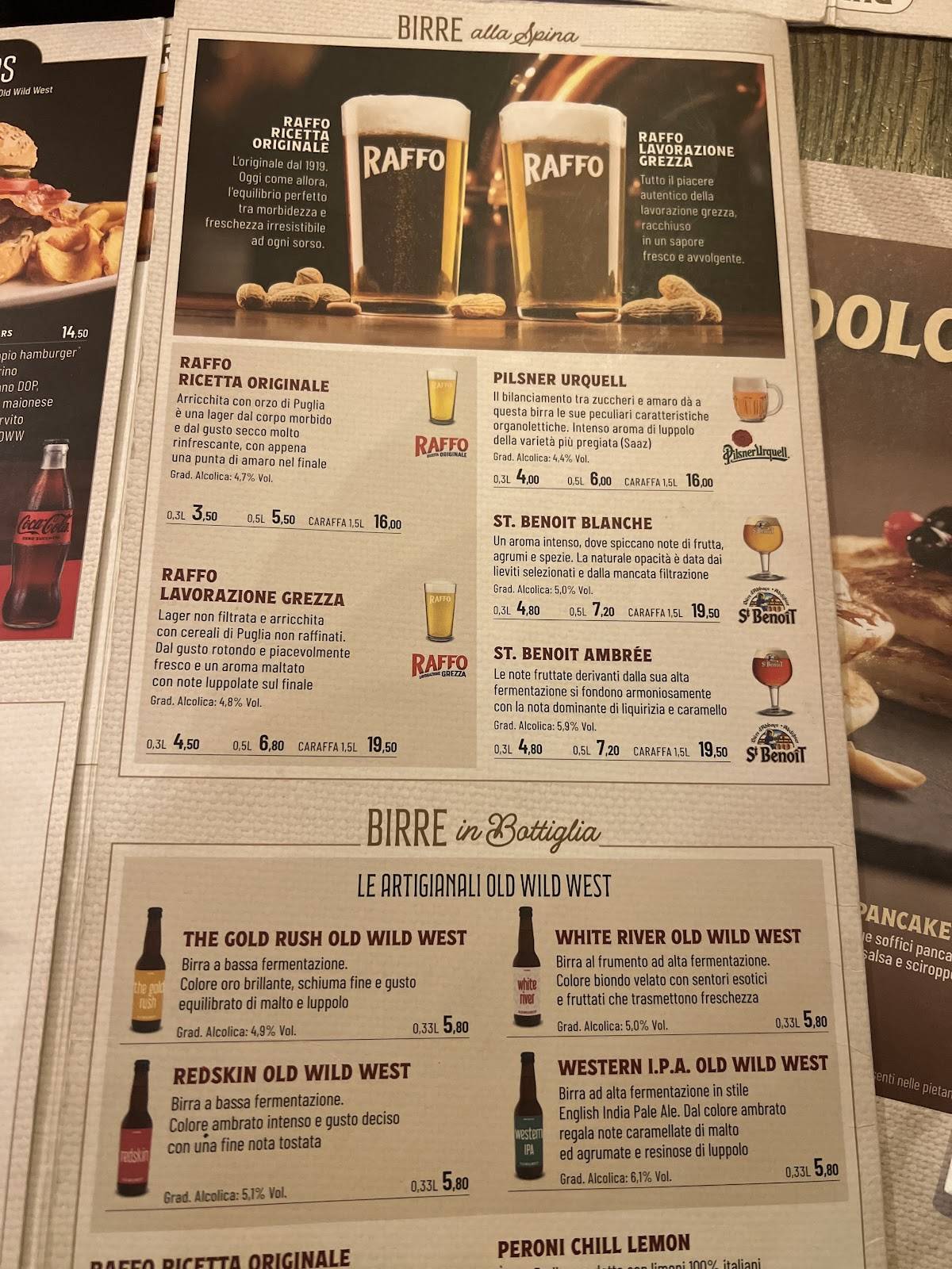 Menu di Old Wild West - Roma San Lorenzo via Tiburtina 25 