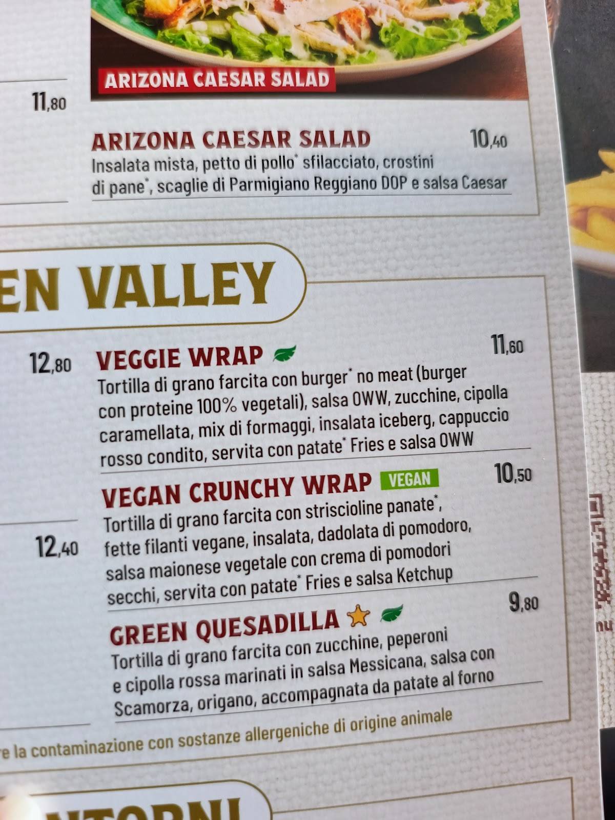 Menu di Old Wild West - Monselice Via Cristoforo Colombo 