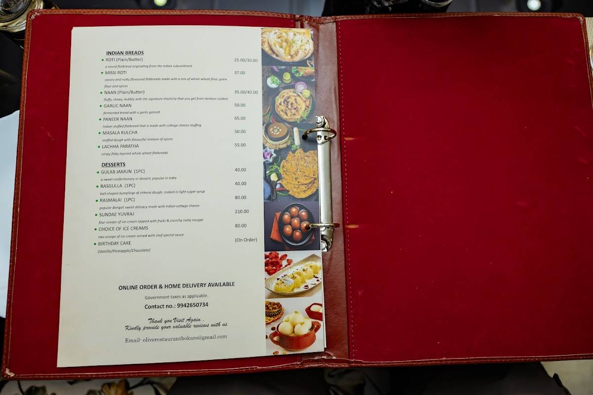 Olive Restaurant menu