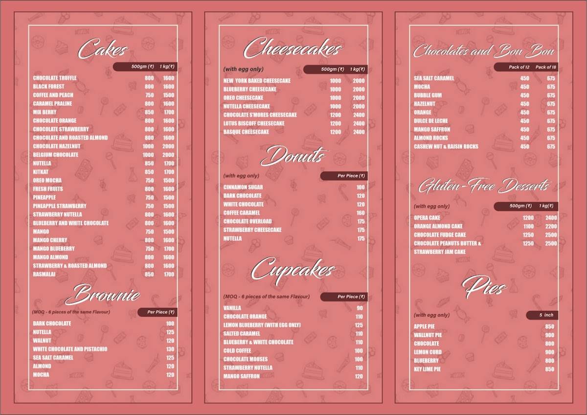 One Cup Sugar menu