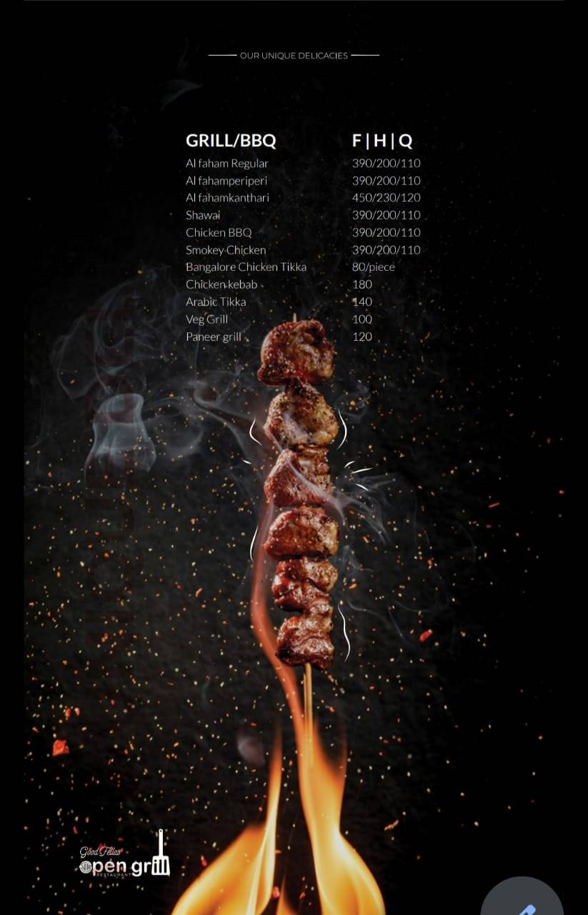 Open grill menu
