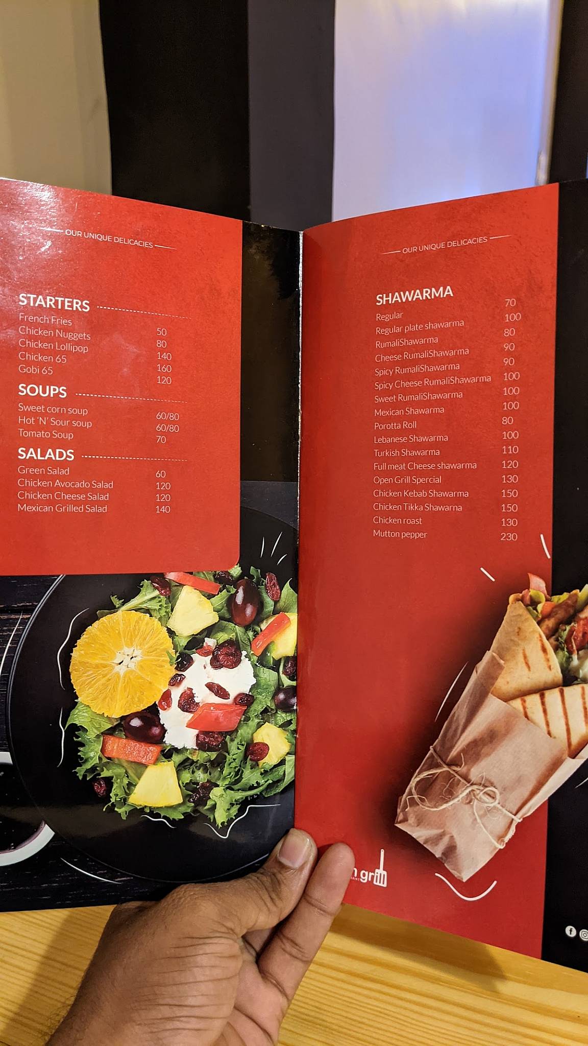 Open grill menu