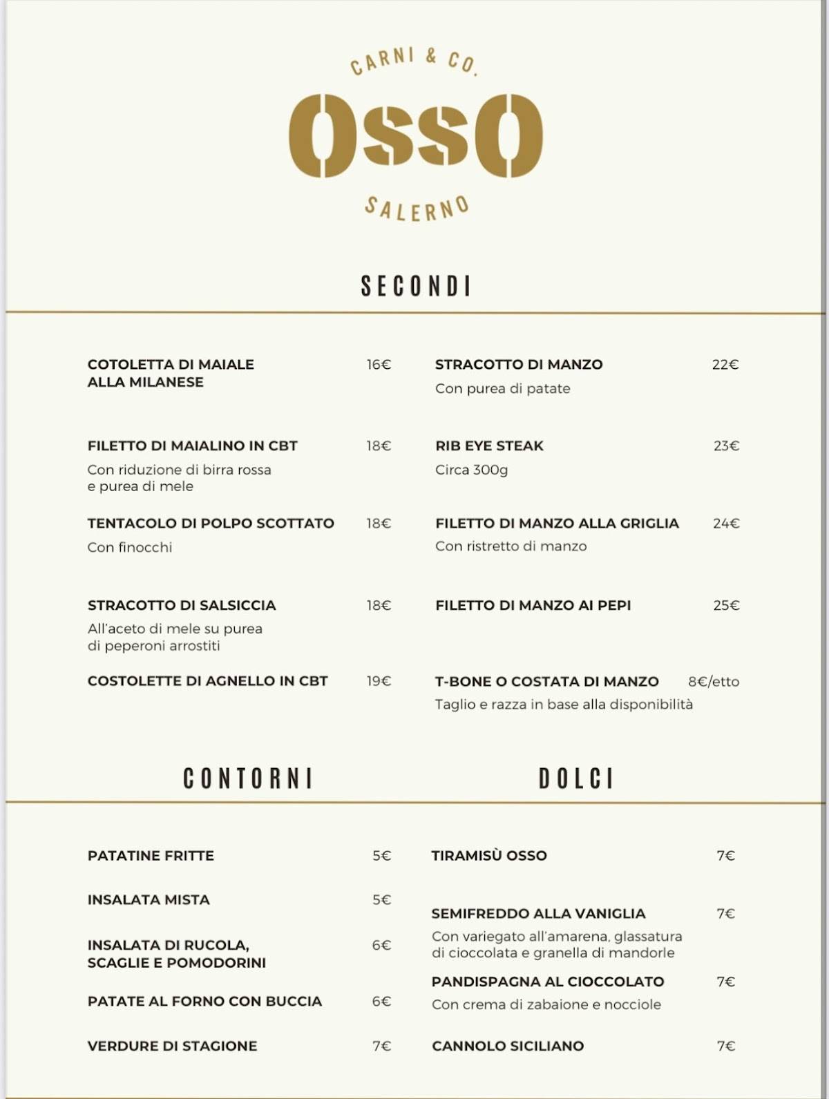 Menu di Osso 