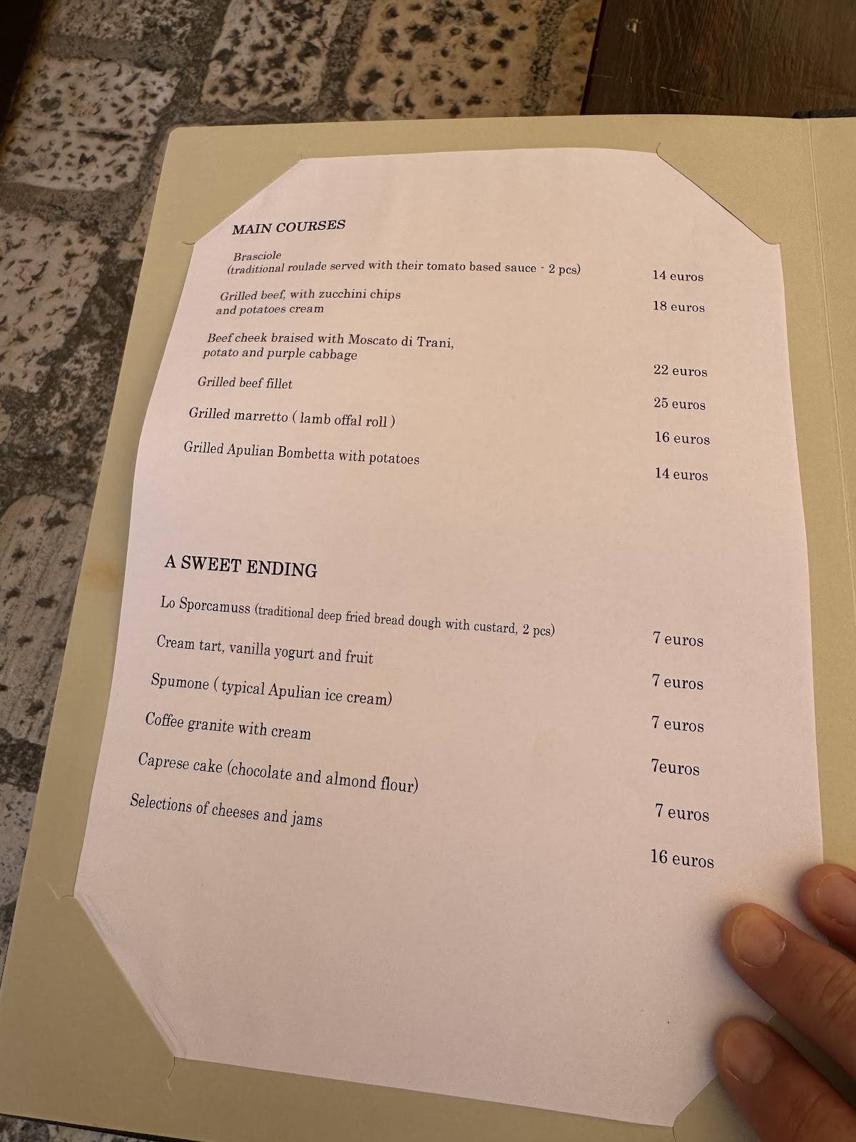 Menu di Botteghe Antiche - trattoria di paese 