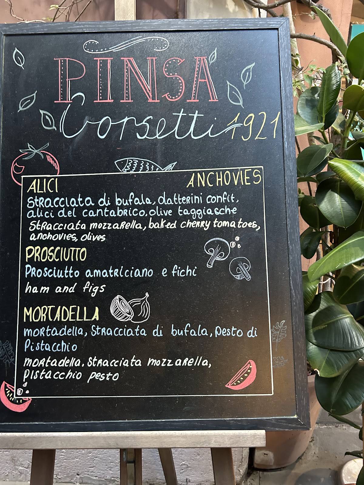 Menu di Osteria Corsetti 1921 Roma 