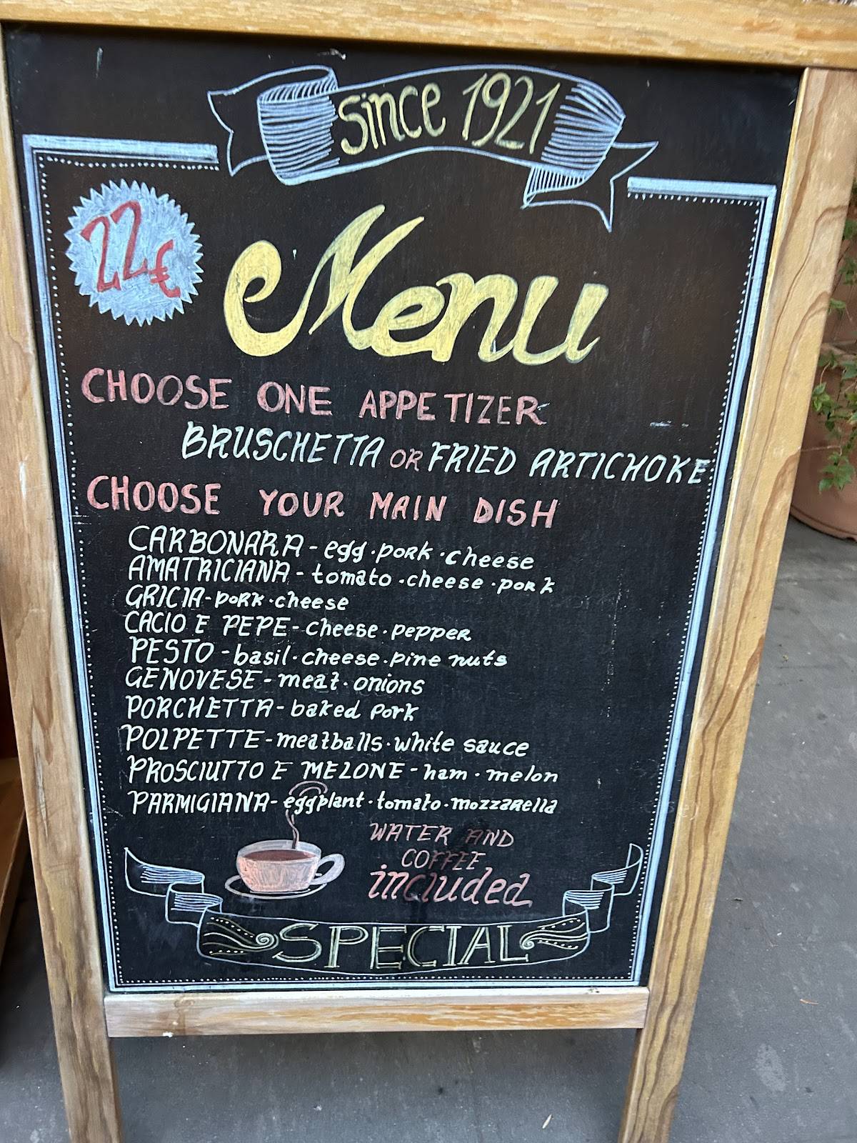 Menu di Osteria Corsetti 1921 Roma 