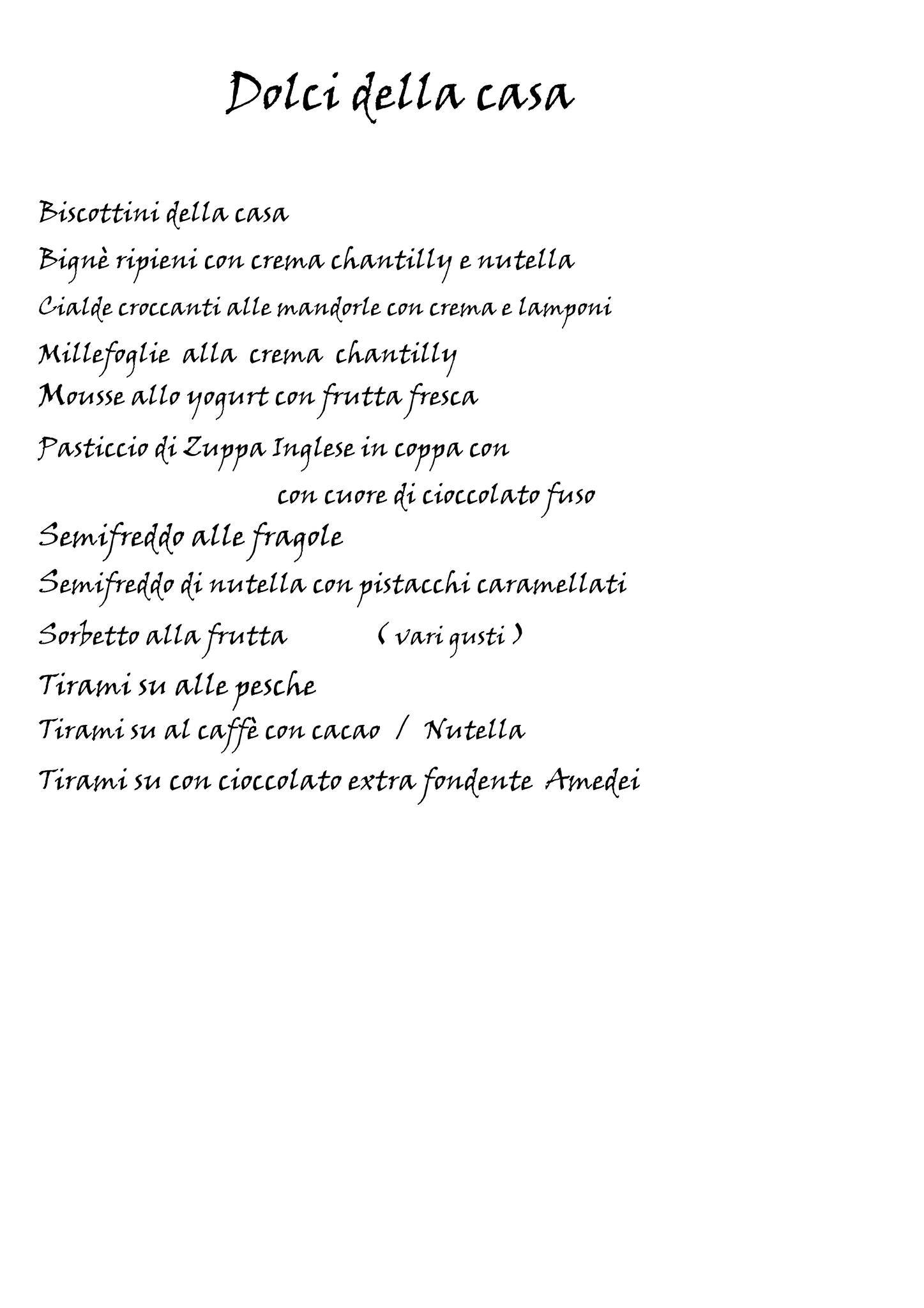 Menu di Osteria Persei Angela Daniela Vani e C 
