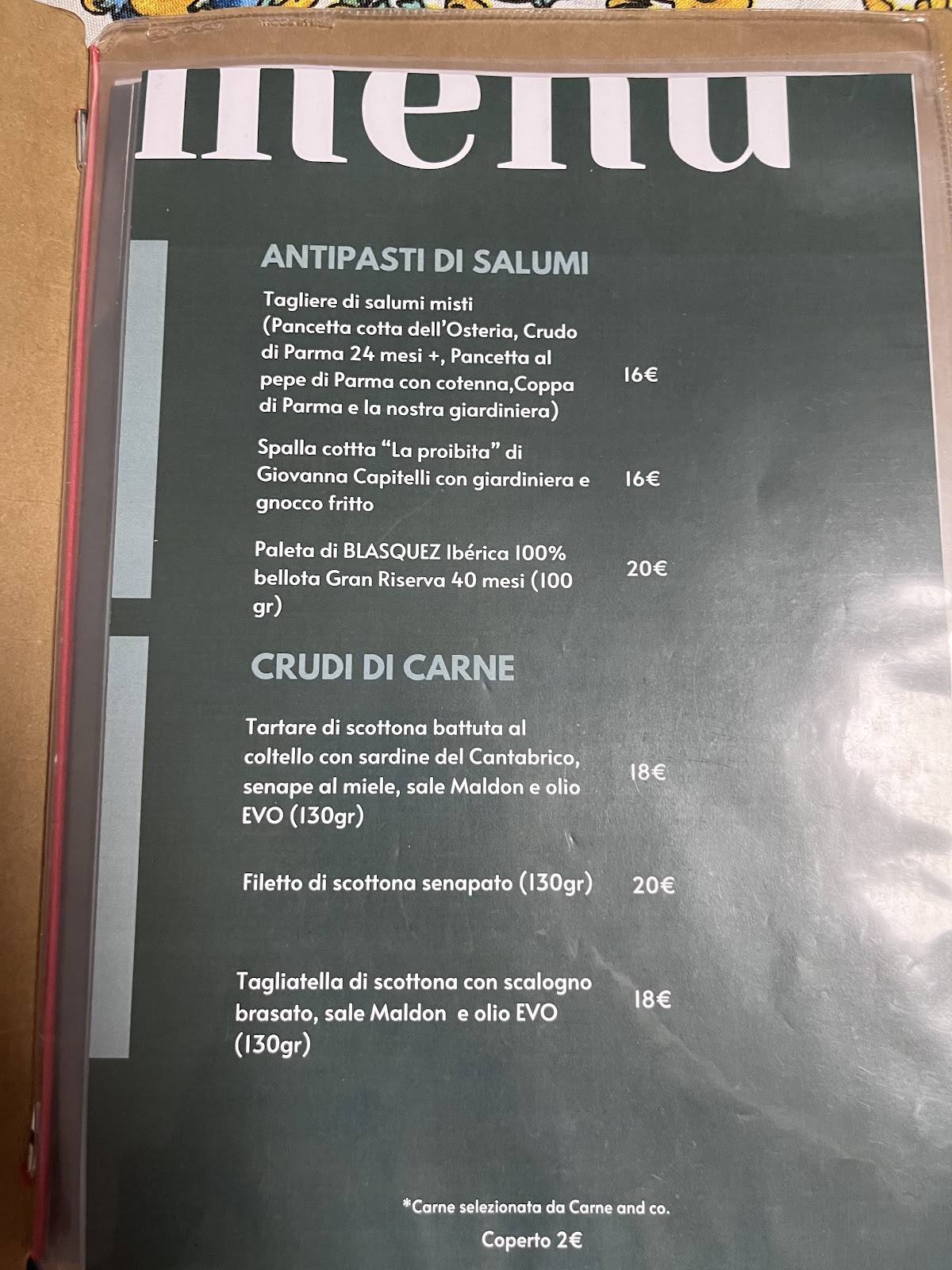 Menu di Osteria Urbana 