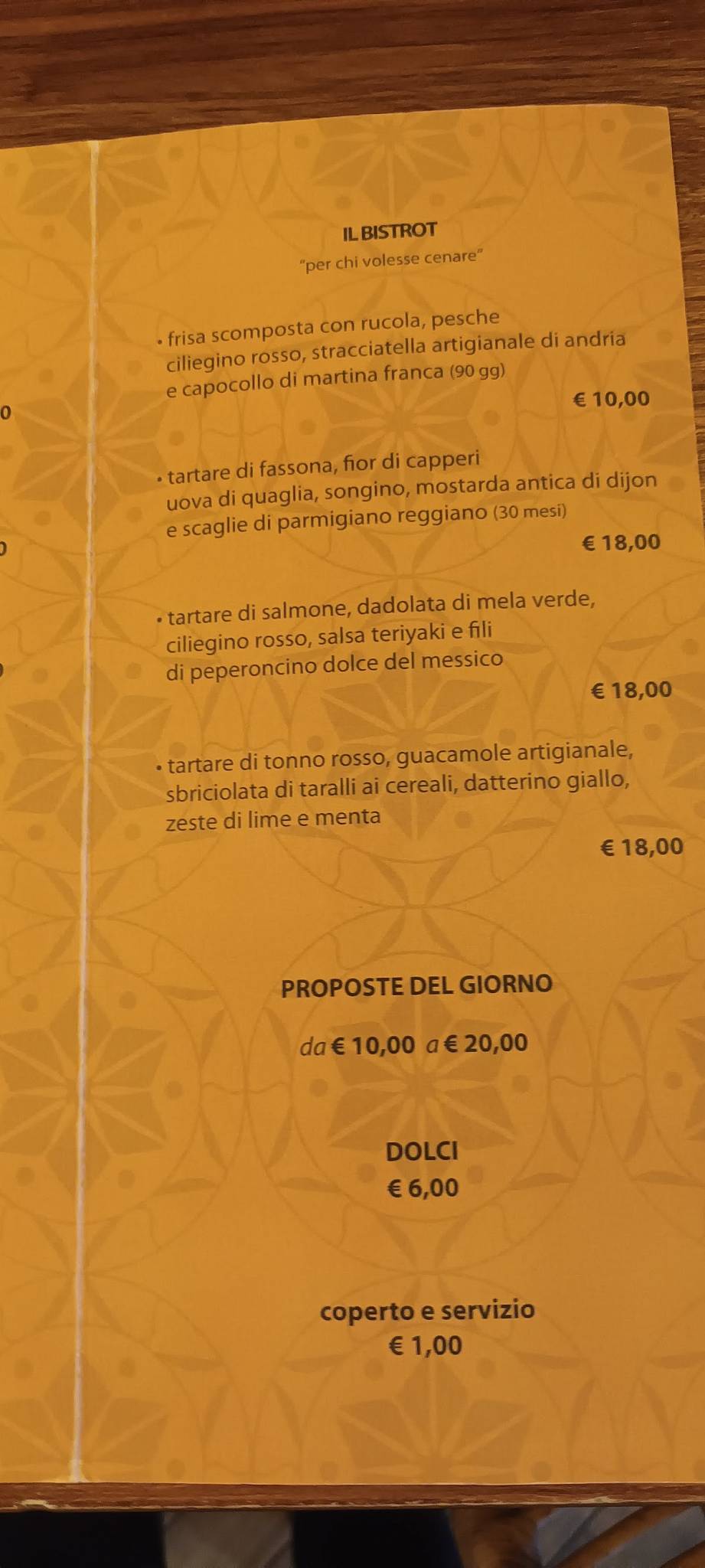 Menu di OTTONE Bistrot Spirits Wine & Tapas Bari 