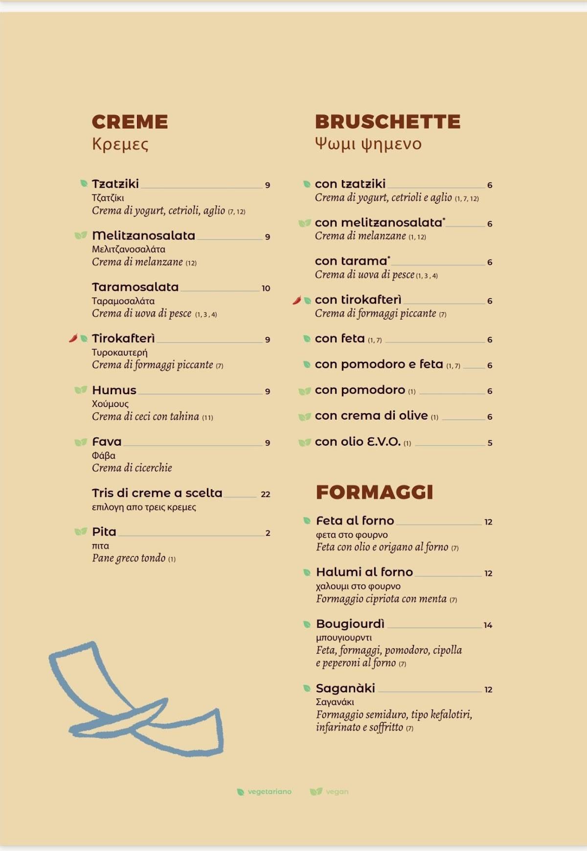 Menu di Mazì - Ristorante Greco - Trastevere 