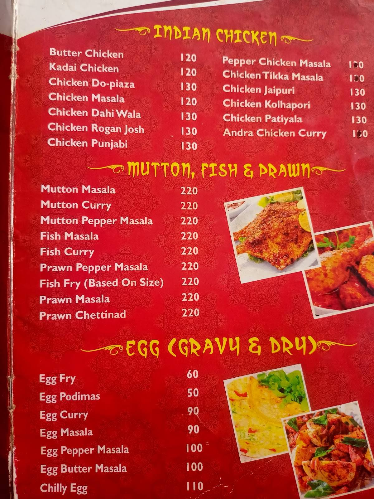 Oxygen Restaurant menu