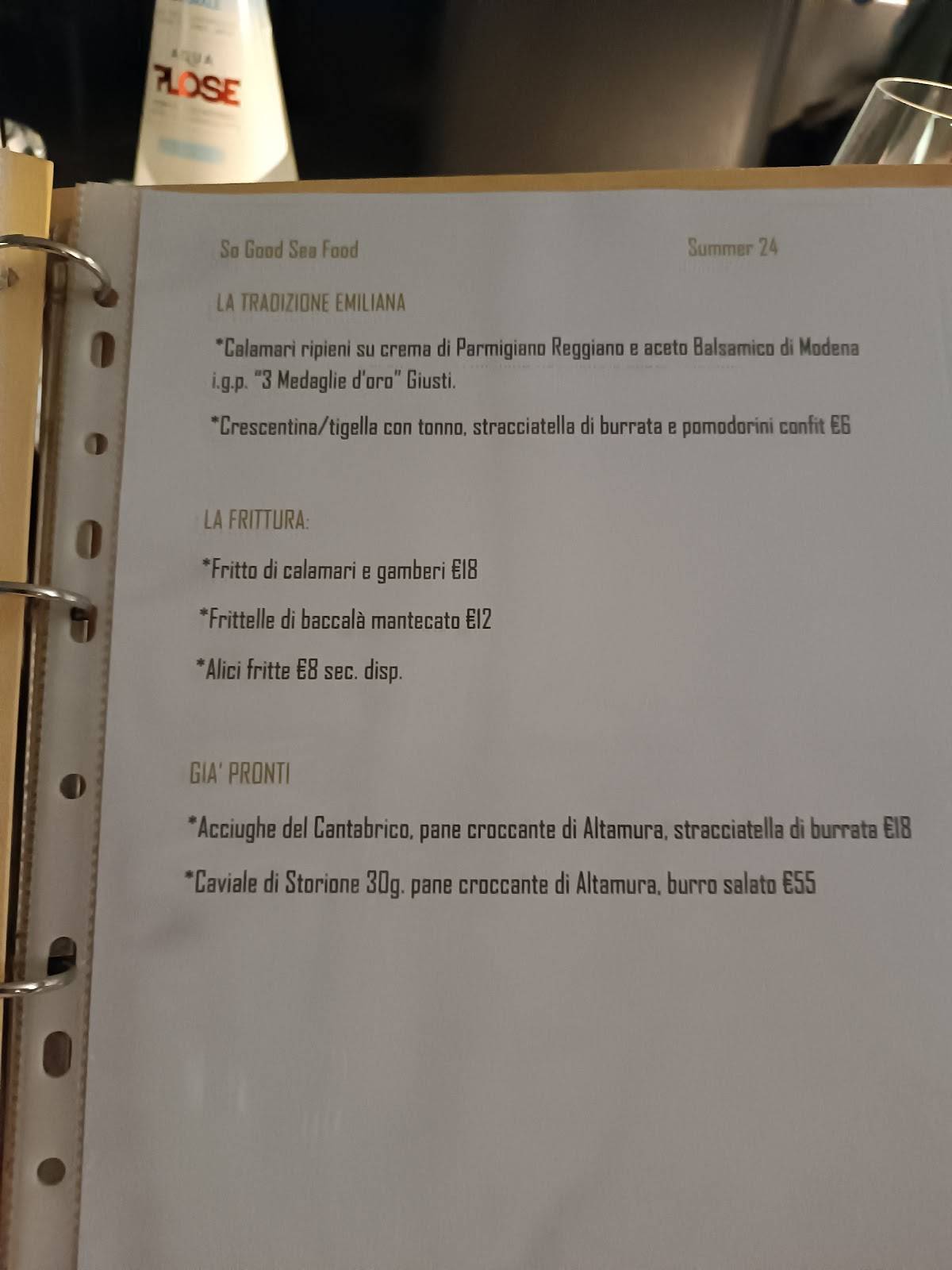 Menu di Oyster Barba - Ristorantino della Giò 