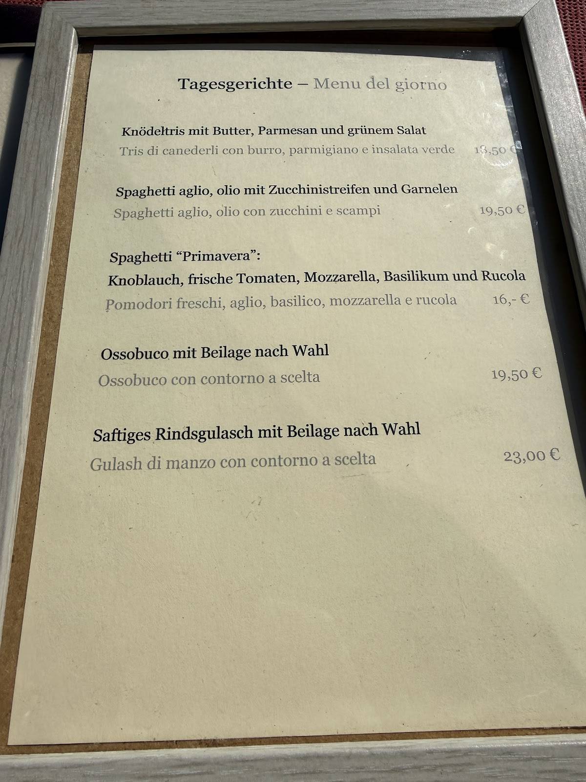 Menu di PIRCHER 