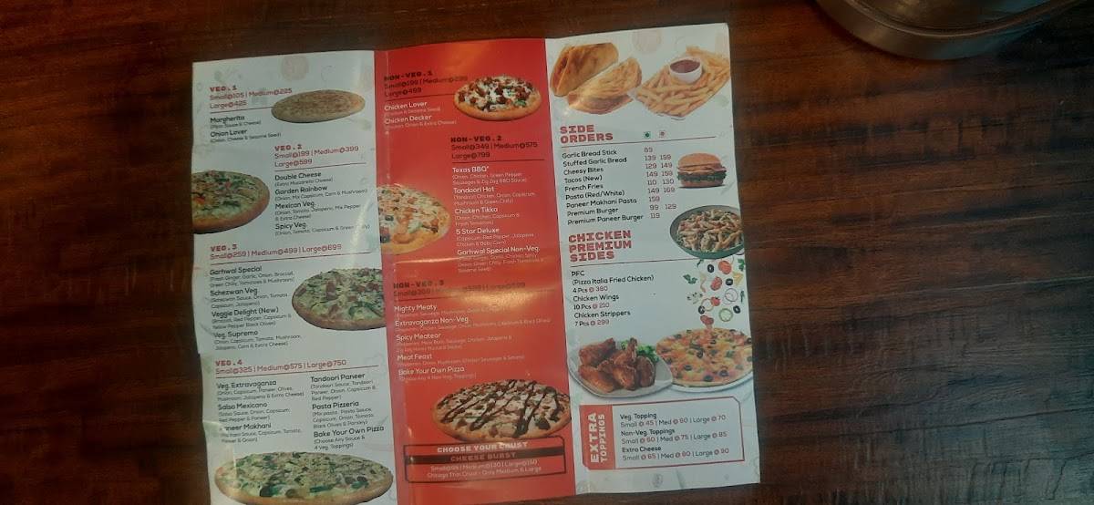 PIZZA ITALIA menu