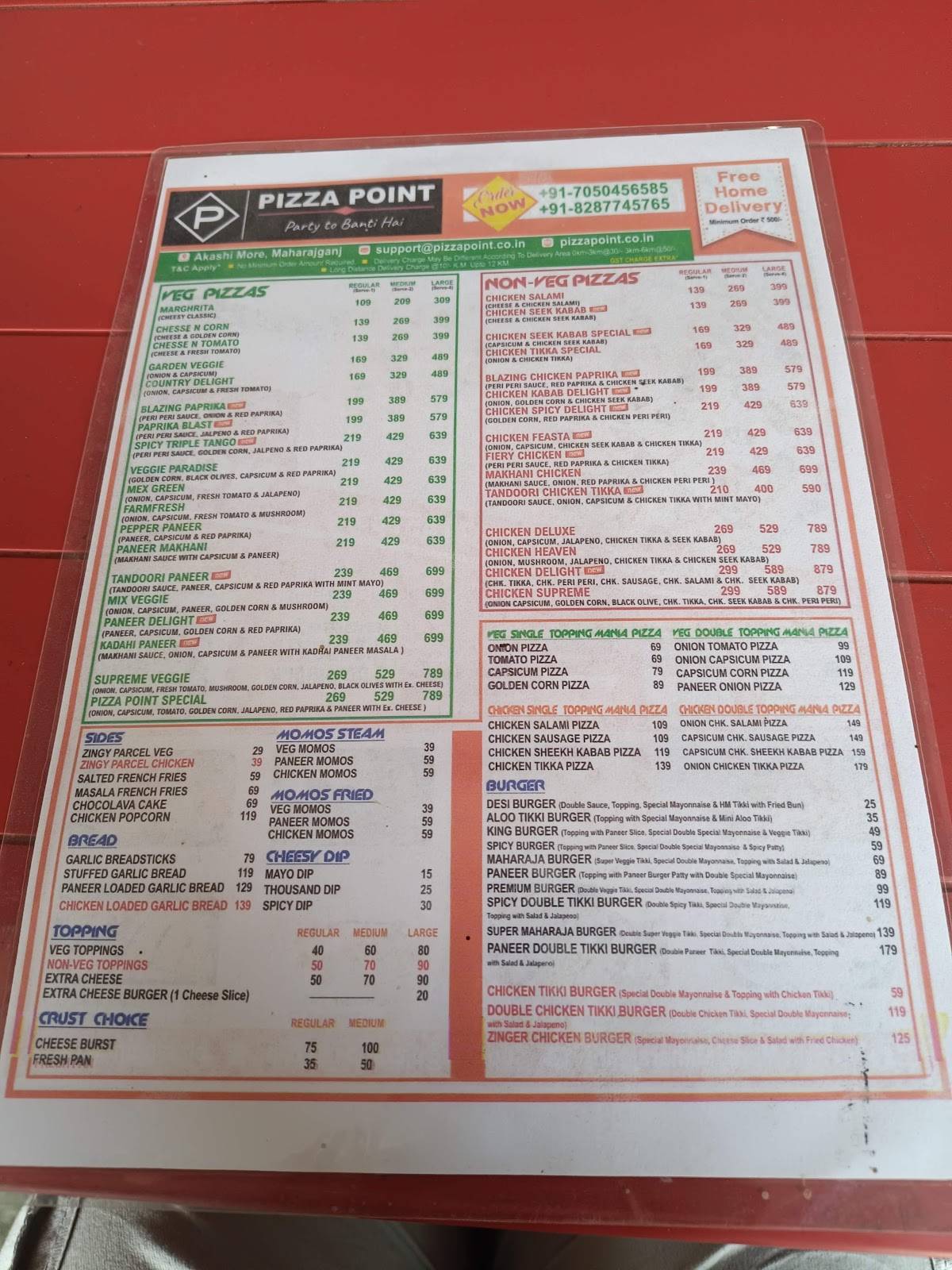 PIZZA POINT menu