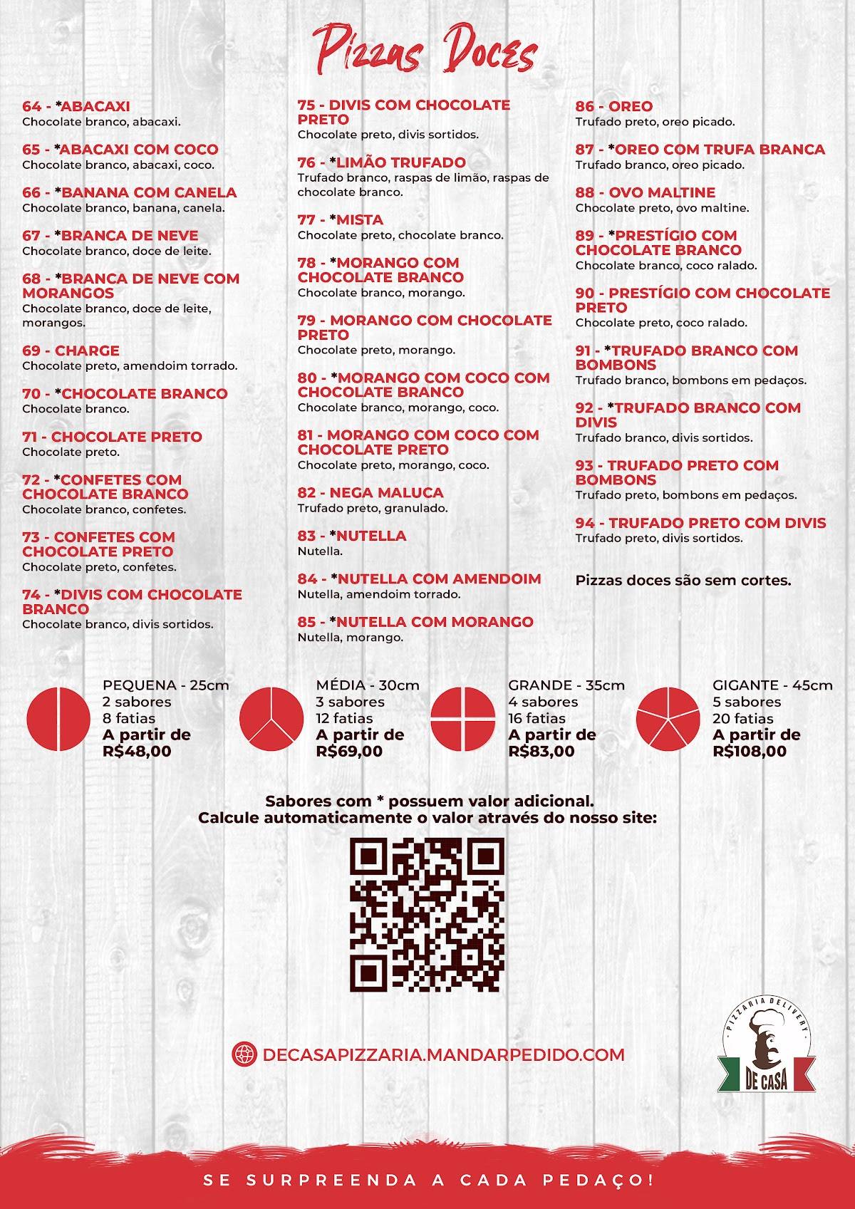 PIZZARIA DELIVERY DE CASA cardápio
