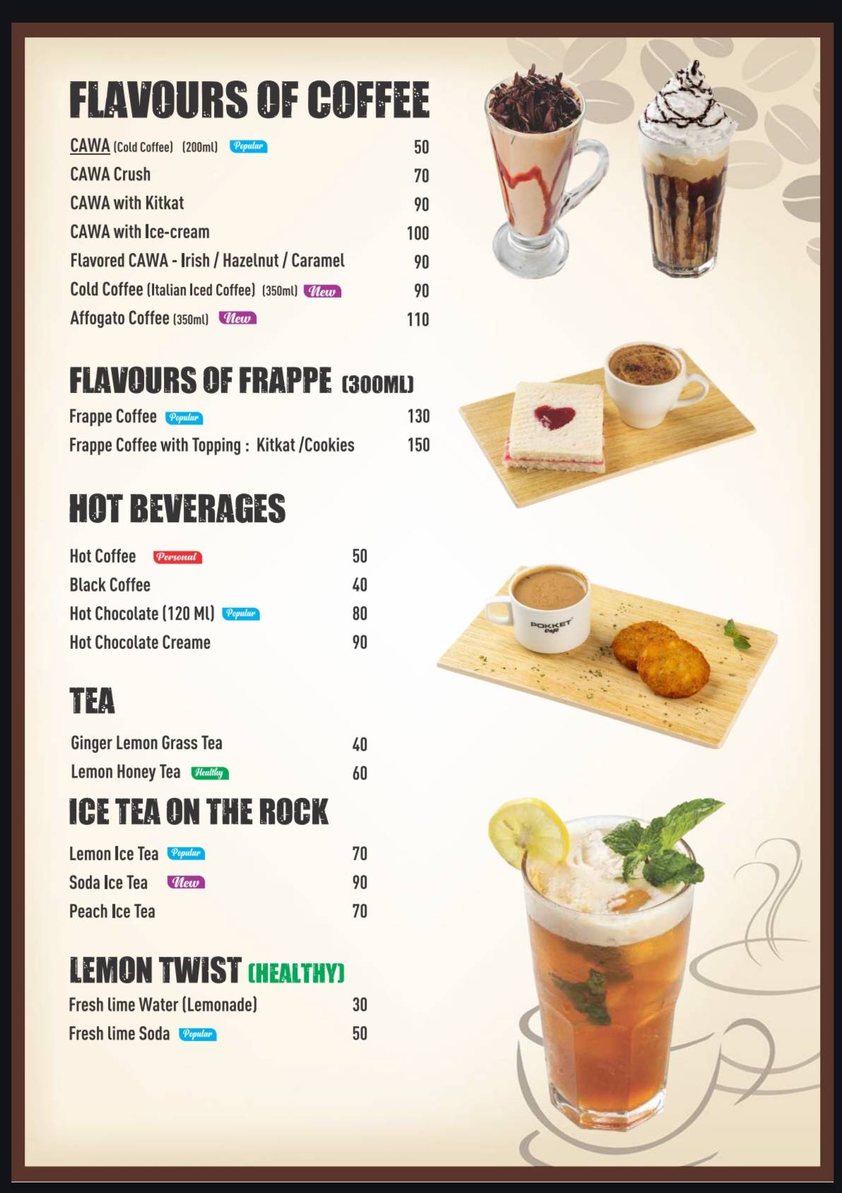 POKKET CAFE DANDELI menu