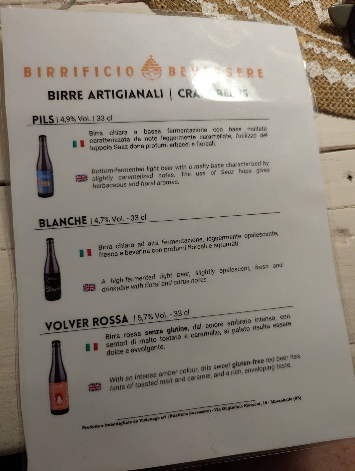 Menu di Paco Wines 