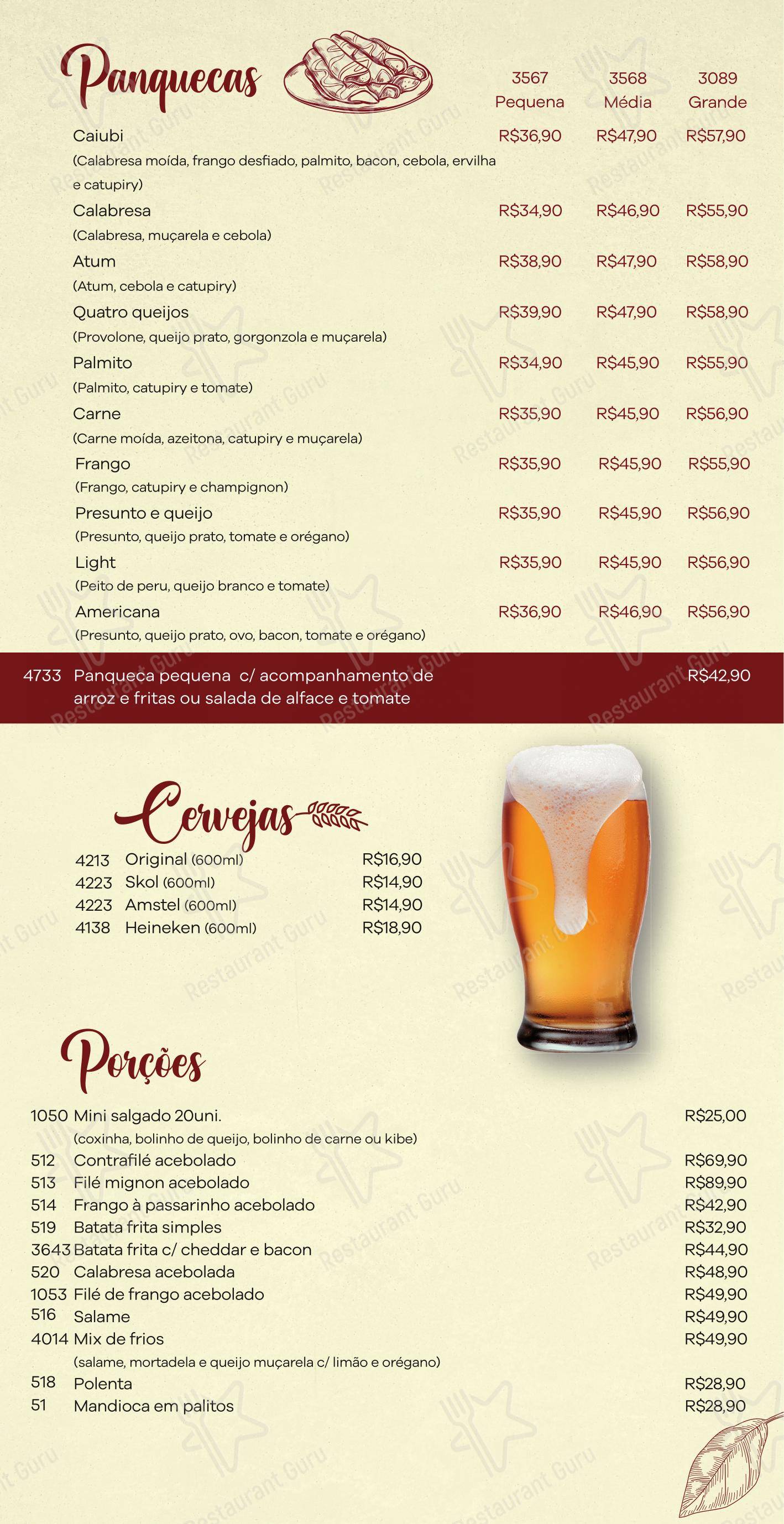 Menu para Padaria Bella Caiubi em Santo André