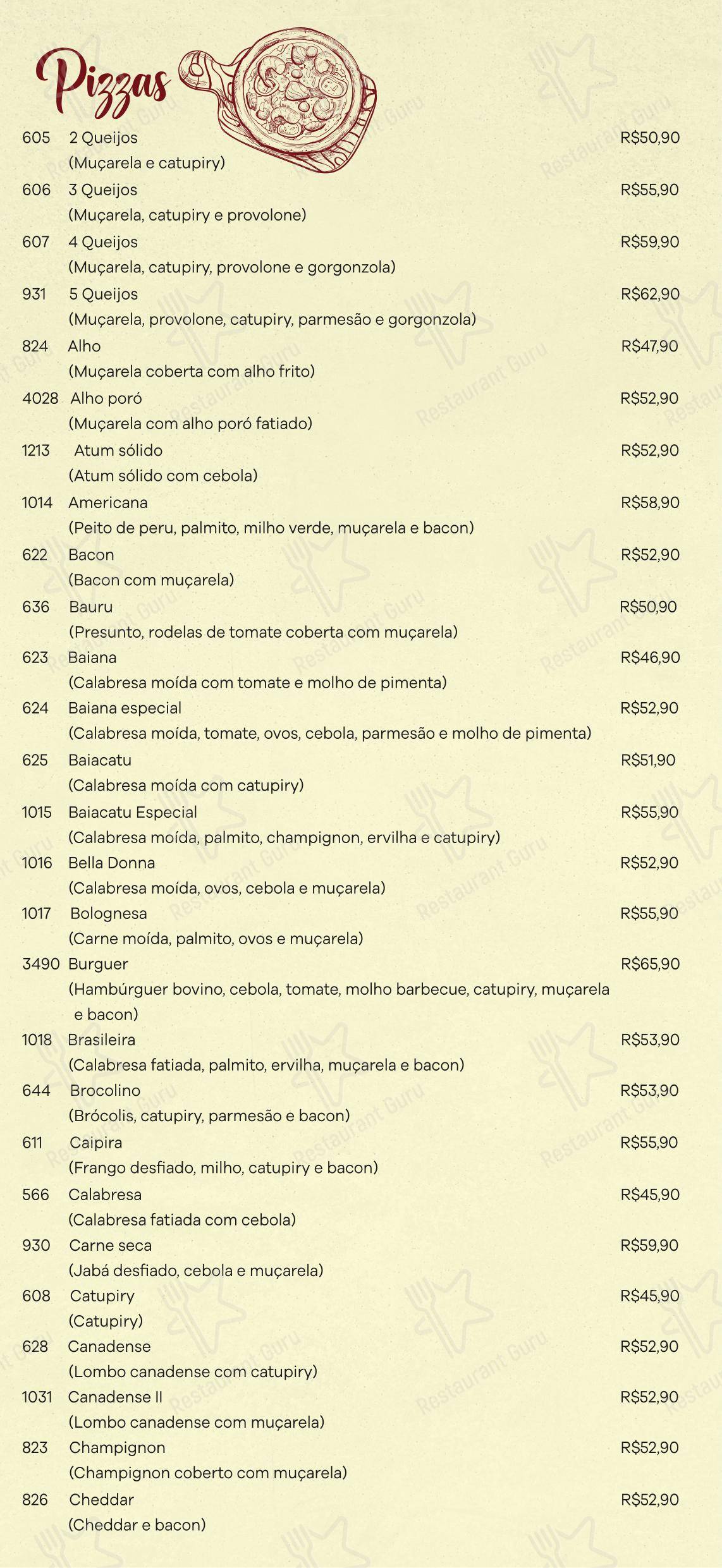 Menu para Padaria Bella Caiubi em Santo André