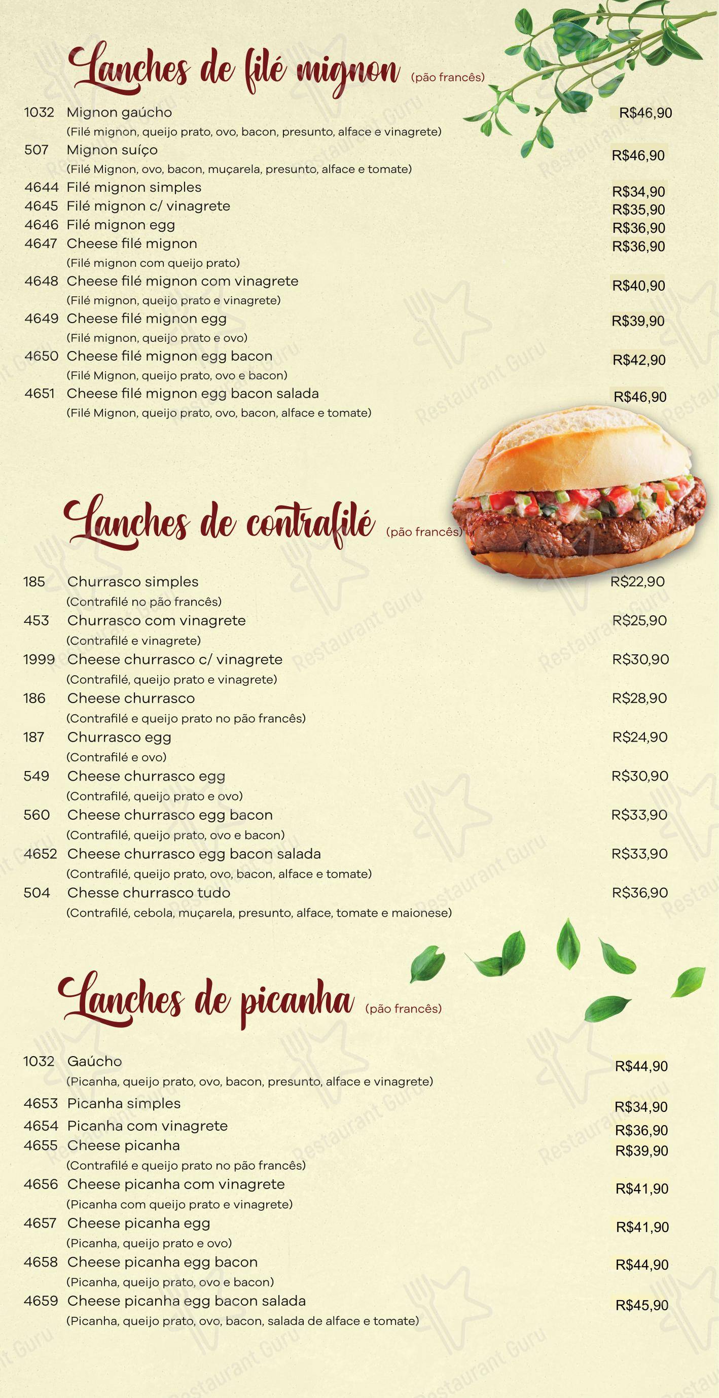 Menu para Padaria Bella Caiubi em Santo André
