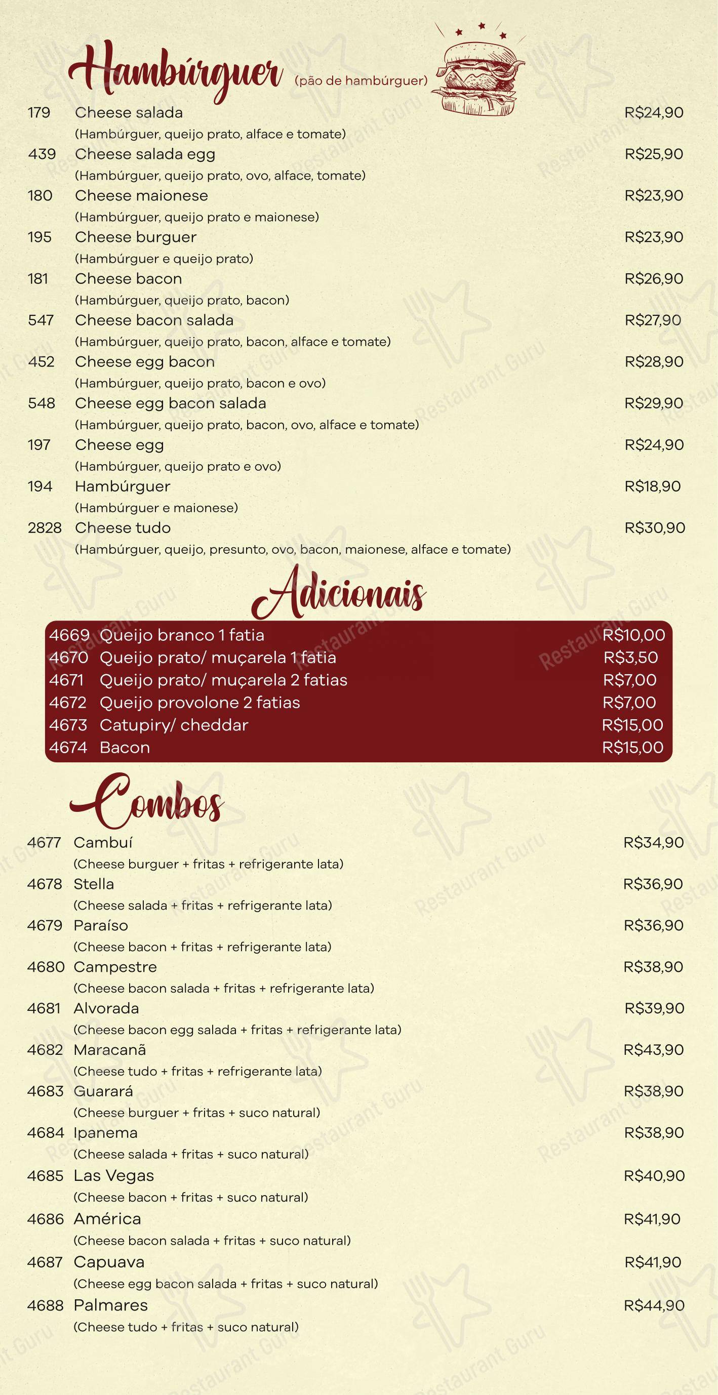 Padaria Bella Caiubi em Santo André - Menu