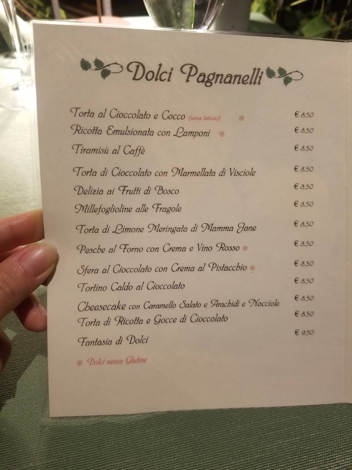 Menu di Pagnanelli 