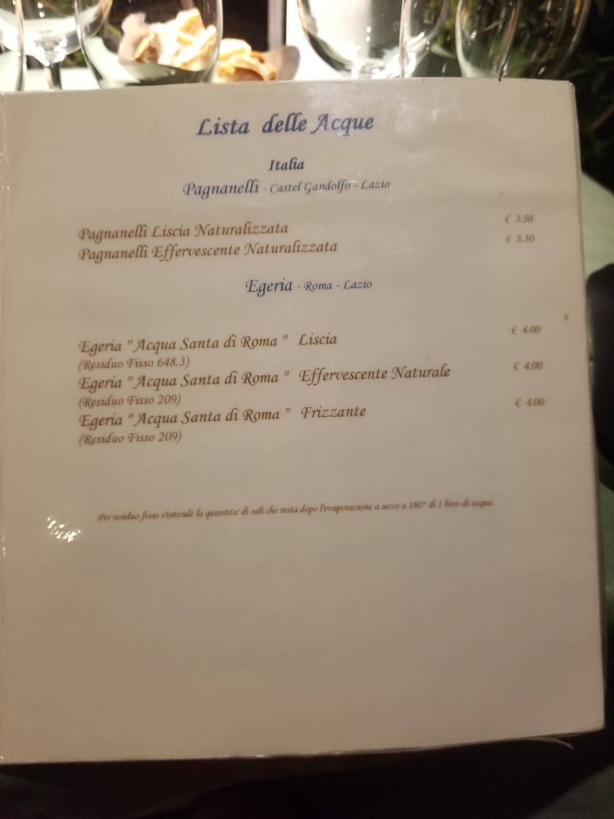 Menu di Pagnanelli 