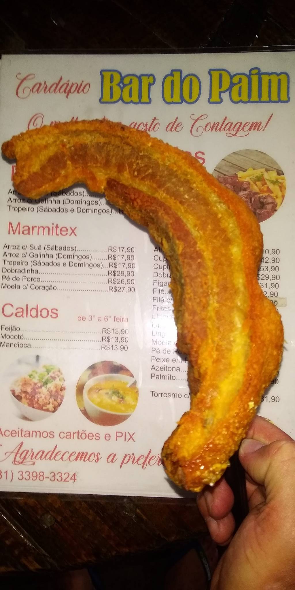 Bar do Paim cardápio