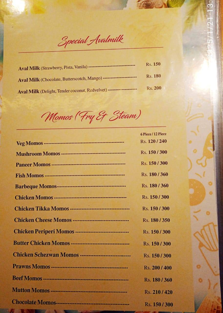 UNCLE'S CAFE DORO PALAI menu