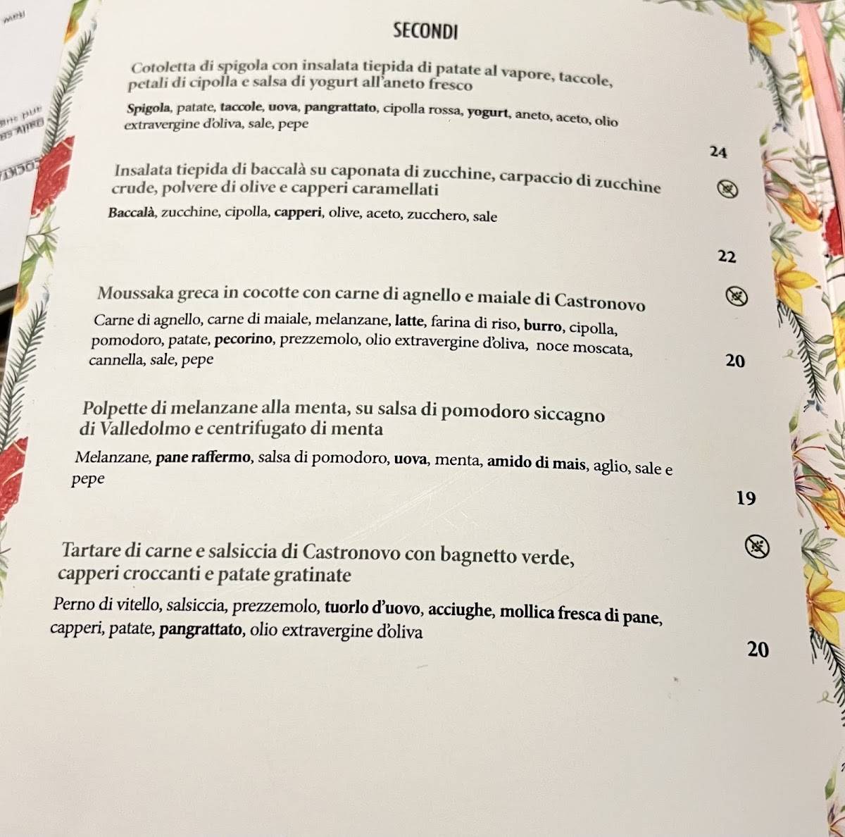 Menu di Le Angeliche 
