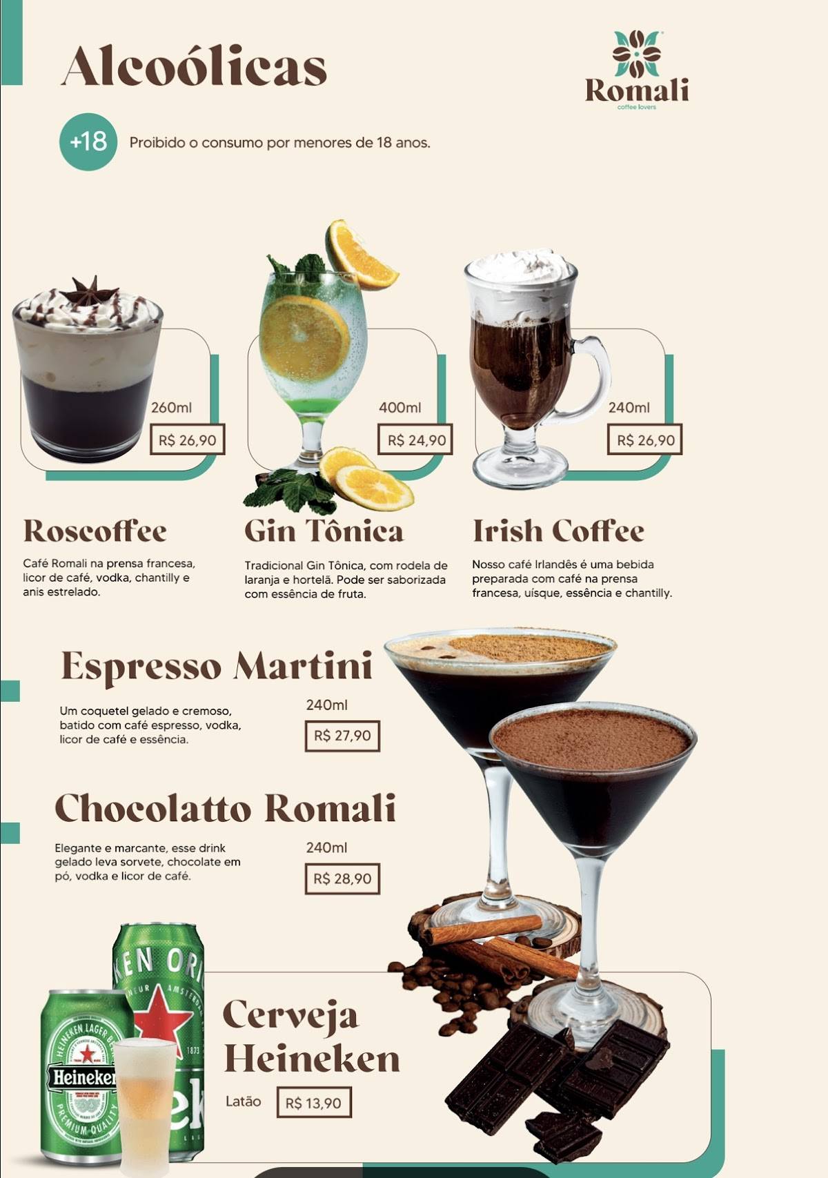 Romali Café Viacatarina, Cafeteria em Palhoça - Cappuccino cardápio