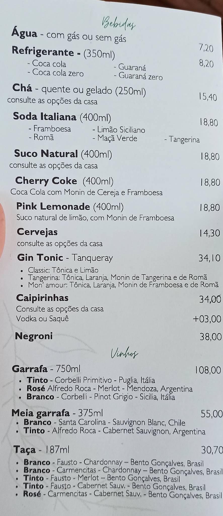 Pandan cardápio