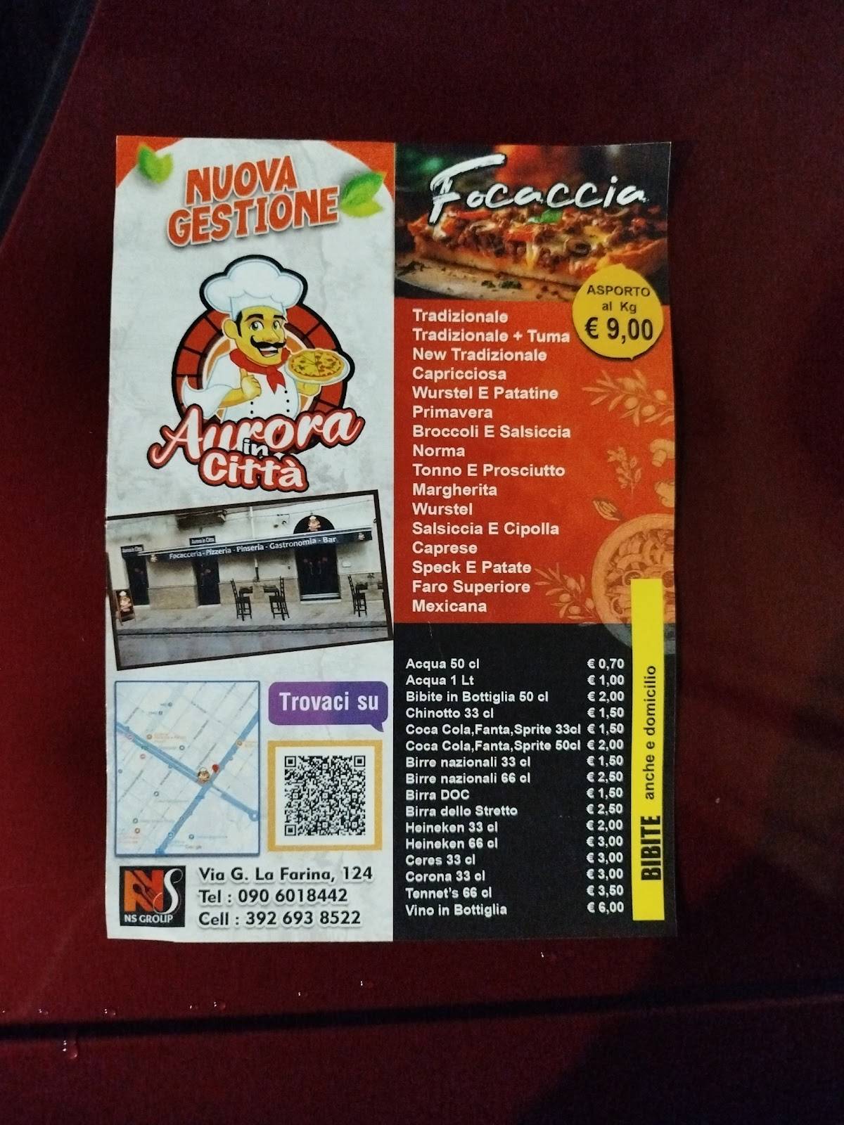 Menu di Panificio Pizzeria Aurora in Citta' 