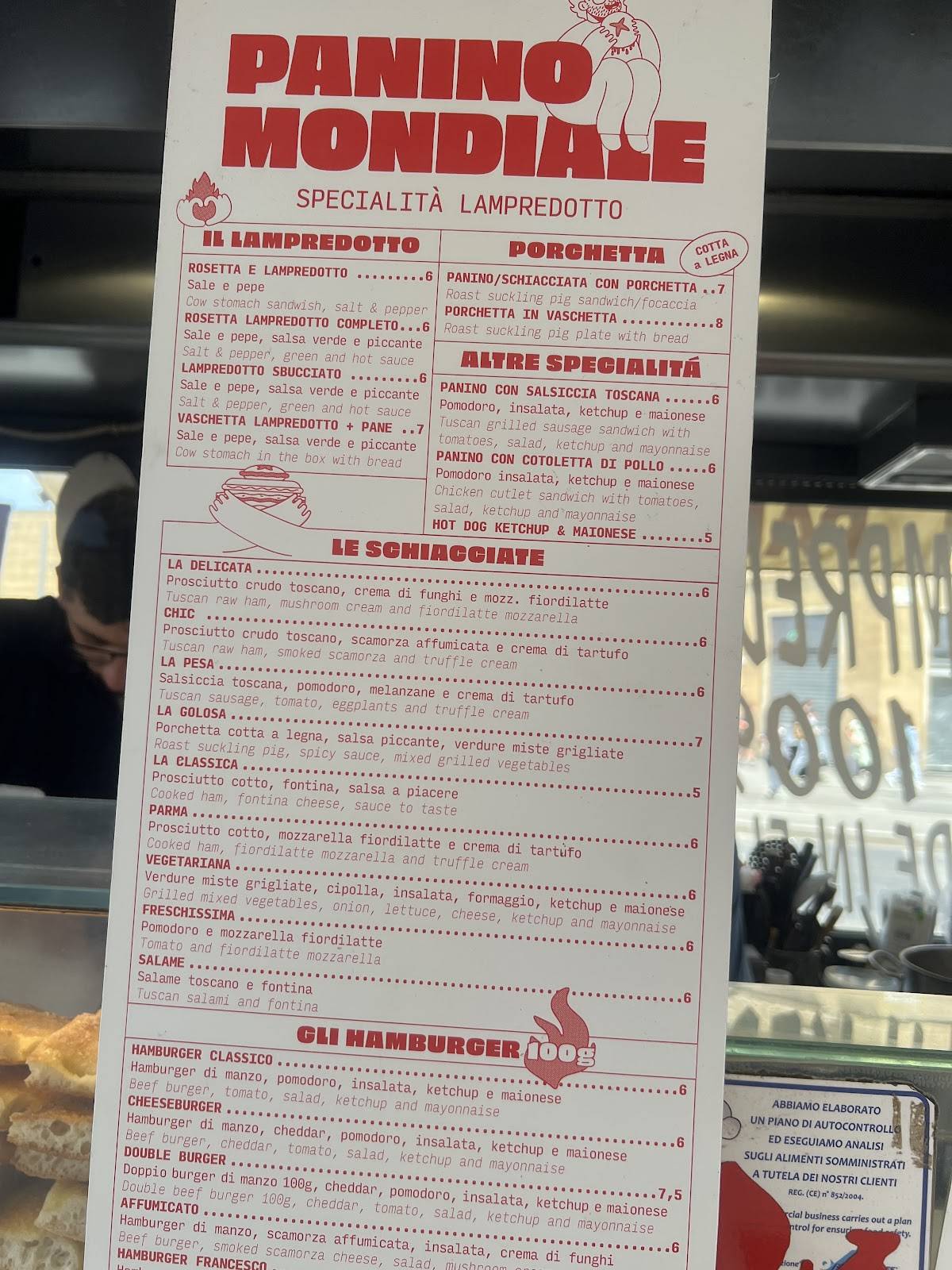 Menu di Panino Mondiale - Specialità Lampredotto 