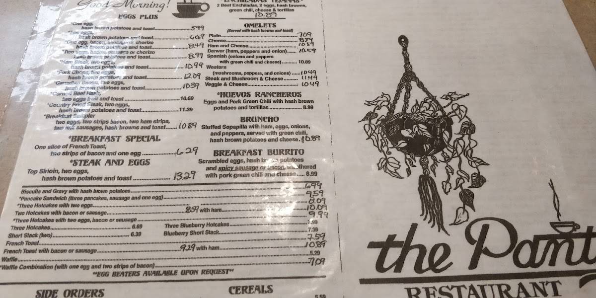 Menu at Pantry Restaurant, Pueblo