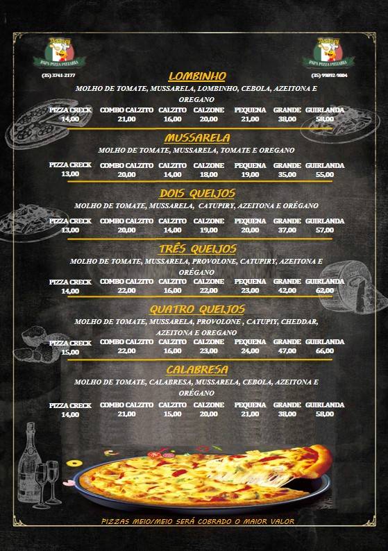 Papa Pizza cardápio
