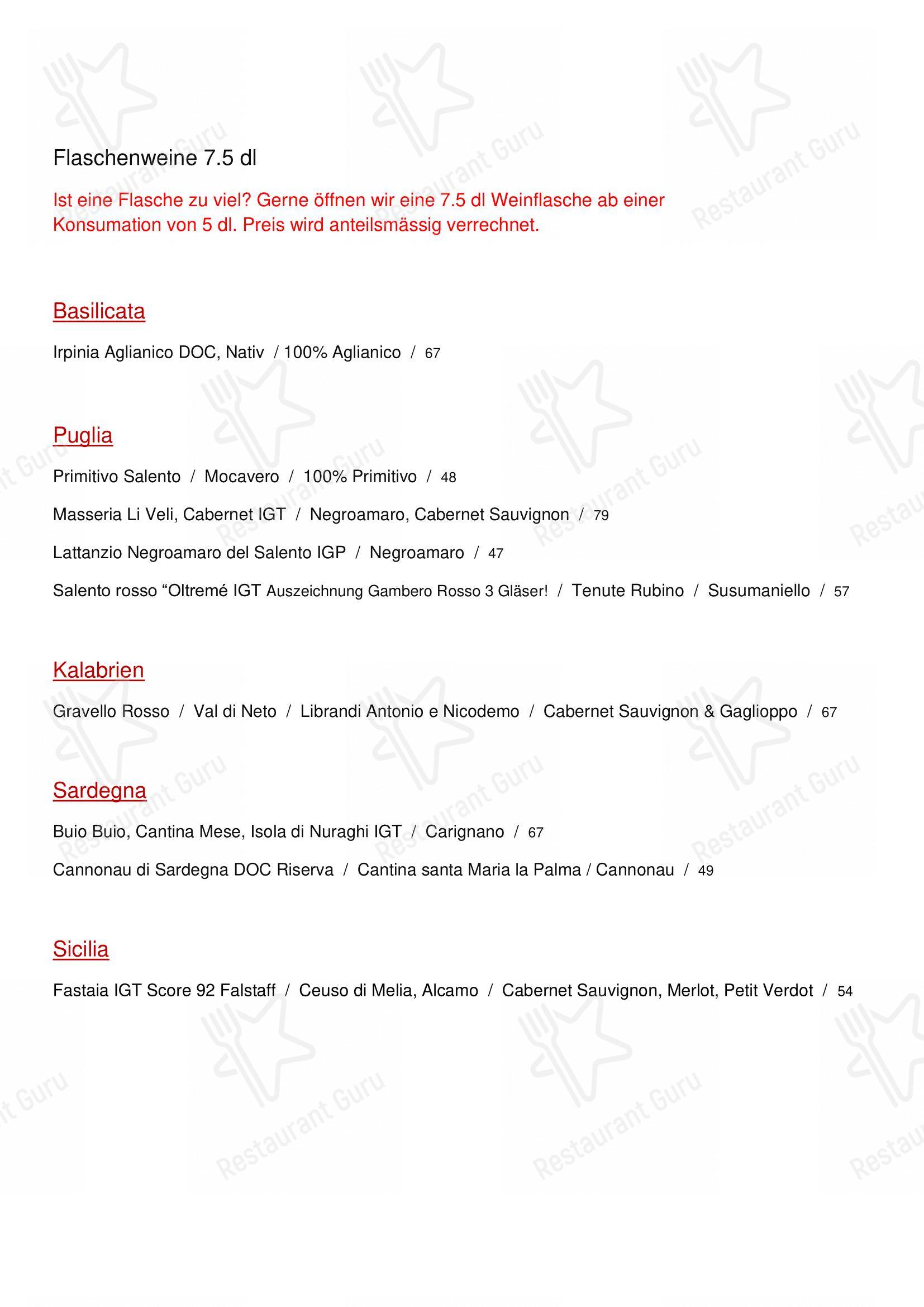 PAPARAZZI Restaurant Pizzeria Bar in Bülach - Menu bar