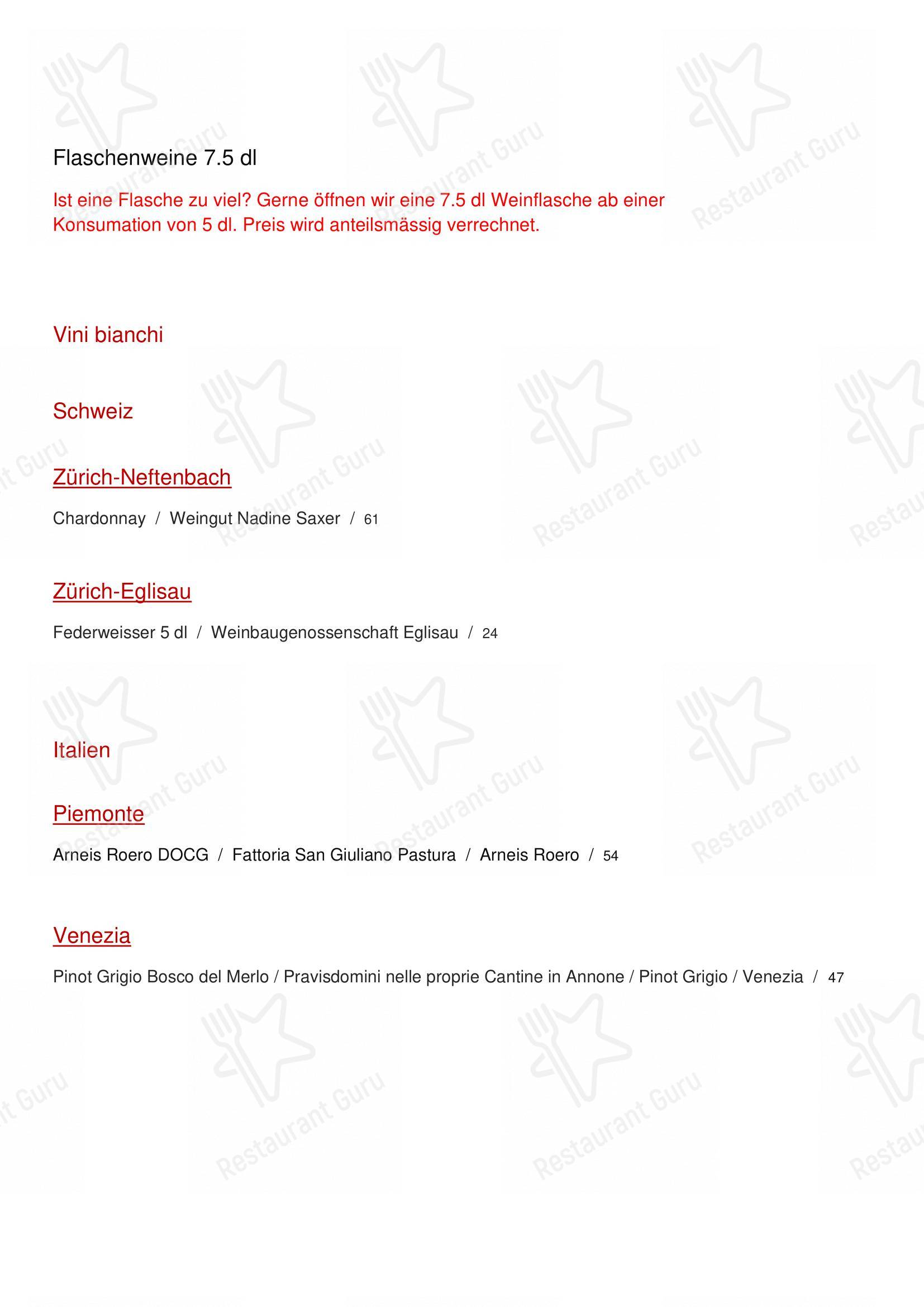 Menu bar per PAPARAZZI Restaurant Pizzeria Bar in Bülach